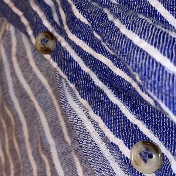 Japna Button Down Tee, Striped Blue and White, XS - Picture 4 of 6